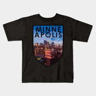 Minneapolis Skyline Night Kids T-Shirt